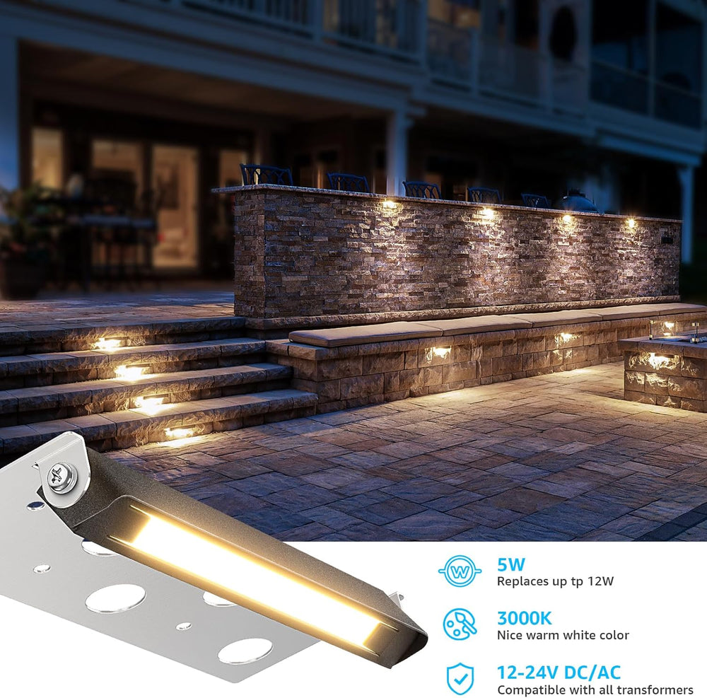 SUNVIE 7 Inch Hardscape Lighting 5W LED Retaining Wall Lights 3000K Warm Whit...