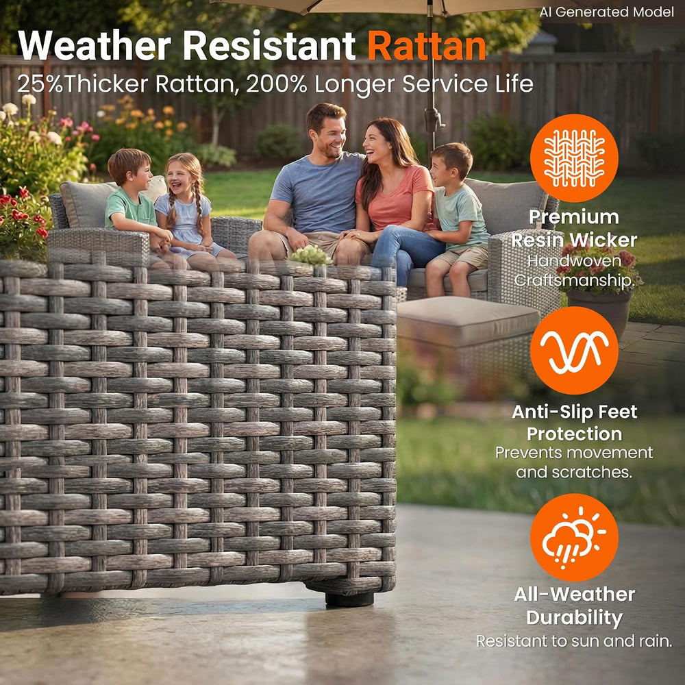 Wisteria Lane 4 Piece Outdoor Wicker Patio Furniture Set for All Weather
