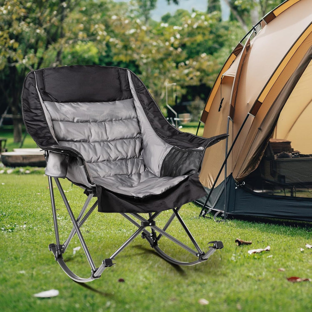 Oversized Rocking Camping Chair for Adults - 400lbs Capacity Padded Camp Chai...