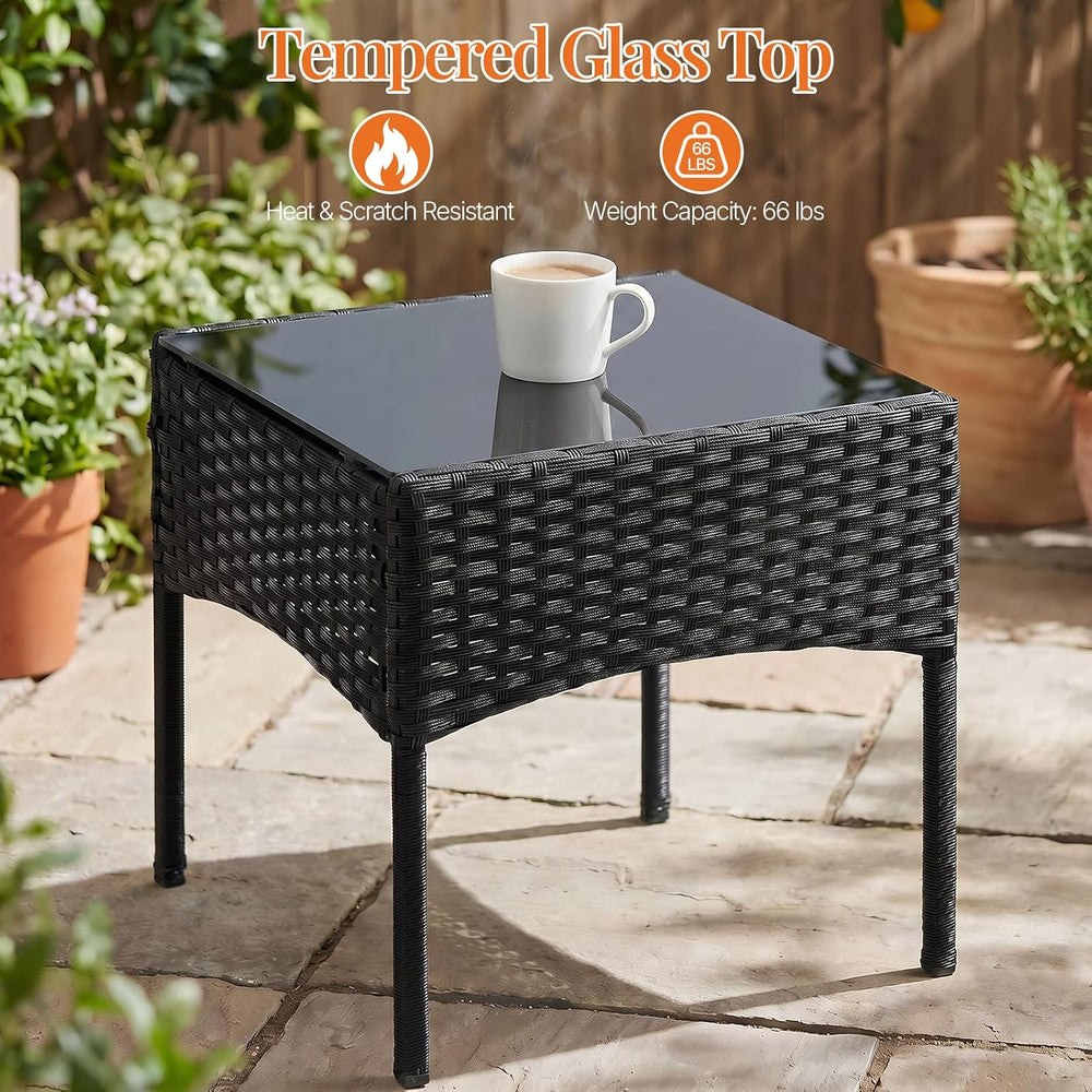 Sweetcrispy 3-Piece Patio Furniture Set, Outdoor Wicker Furniture, Black