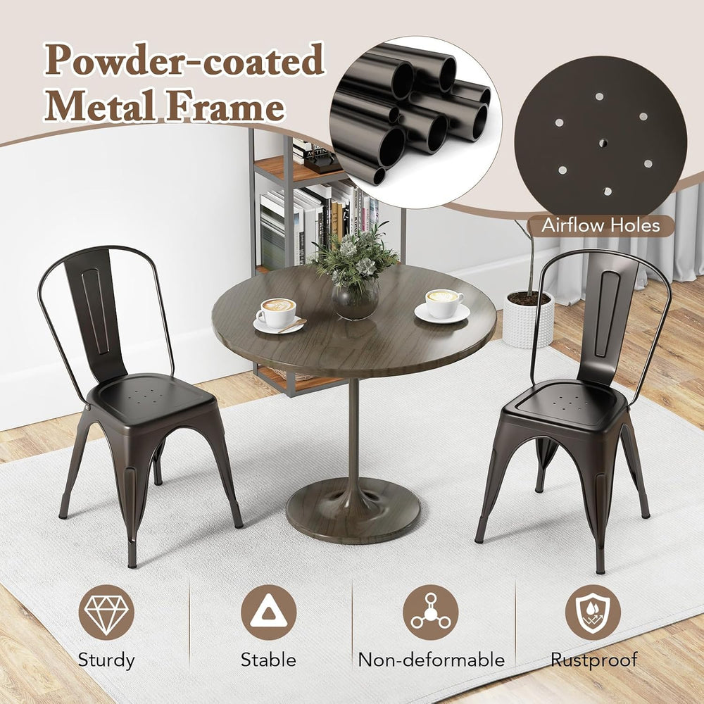 GIANTEX Metal Dining Chairs Set of 4, Farmhouse Kitchen Chairs with Removable...