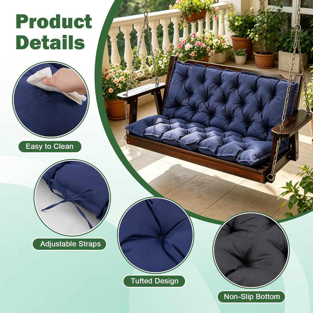 Porch Swing Cushions, 60x40 Inch Outdoor Bench Cushion, Waterproof Swing Cush...