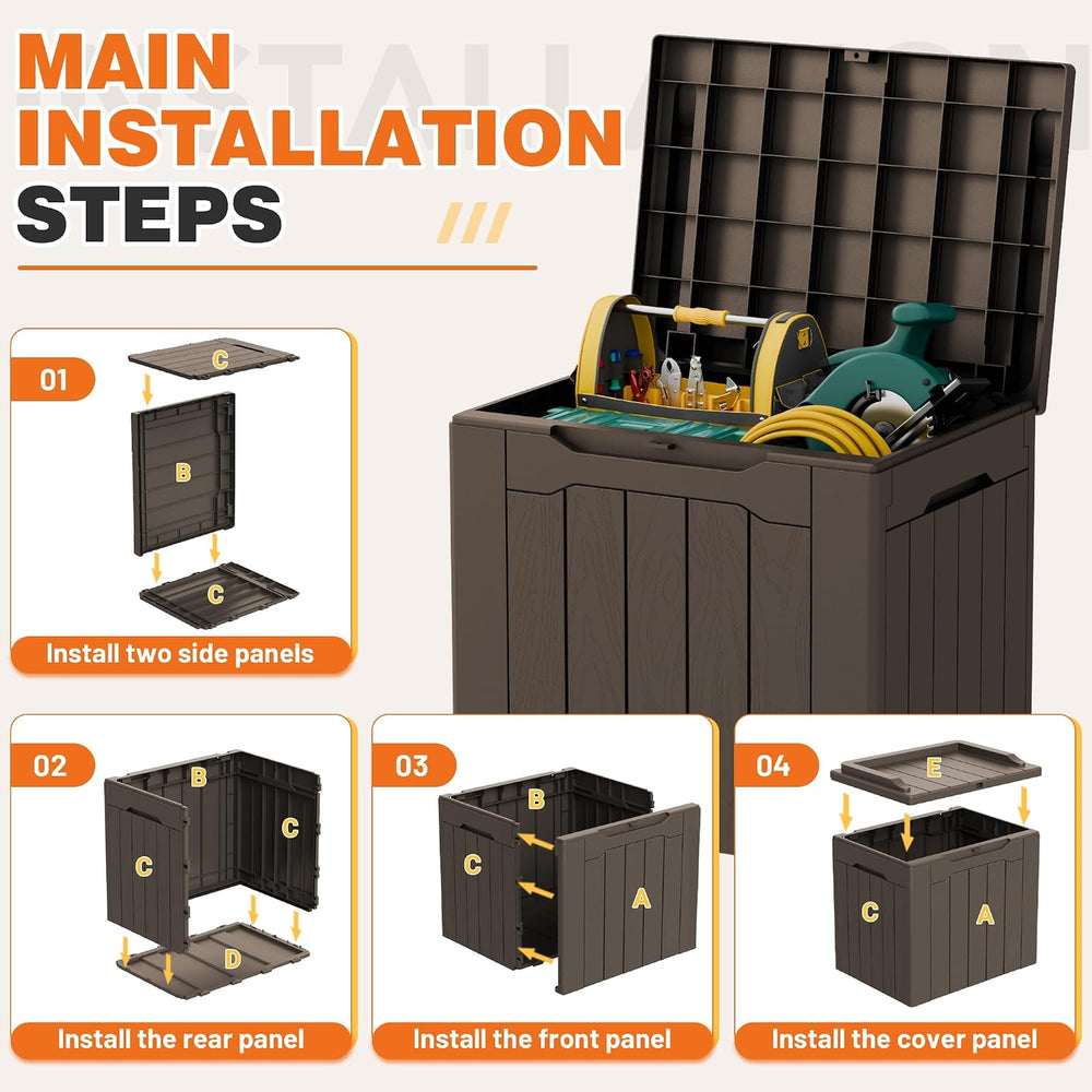 32 Gallon Deck Box Outdoor Indoor Waterproof Storage Box for Patio Furniture,...