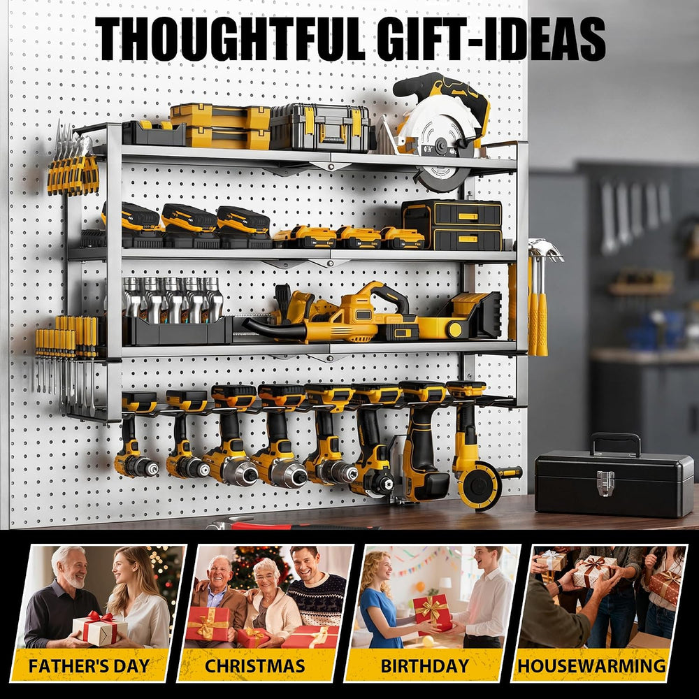 MOOMSINE Large Power Tool Organizer Wall Mount for Garage, 4-Tier Extra Tall ...