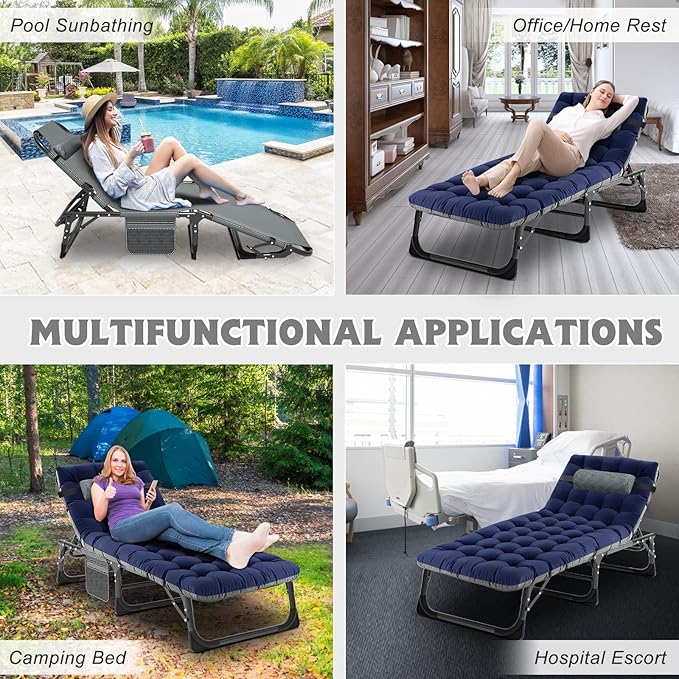 ABORON 2PK Heavy Duty Tanning Chair, 5-Gear Outdoor Folding Chaise Lounge Cha...