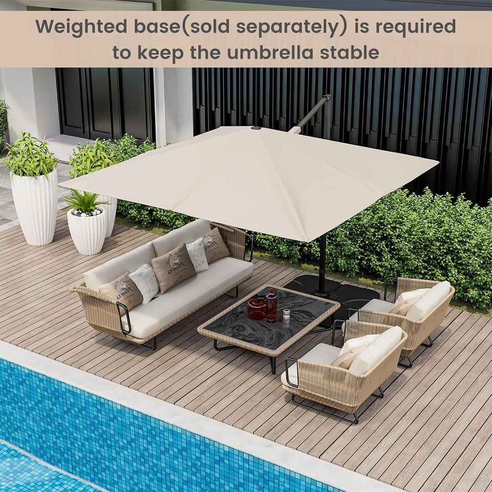 Tangkula 9.5 FT Cantilever Patio Umbrella, Outdoor Square Offset Umbrella wit...