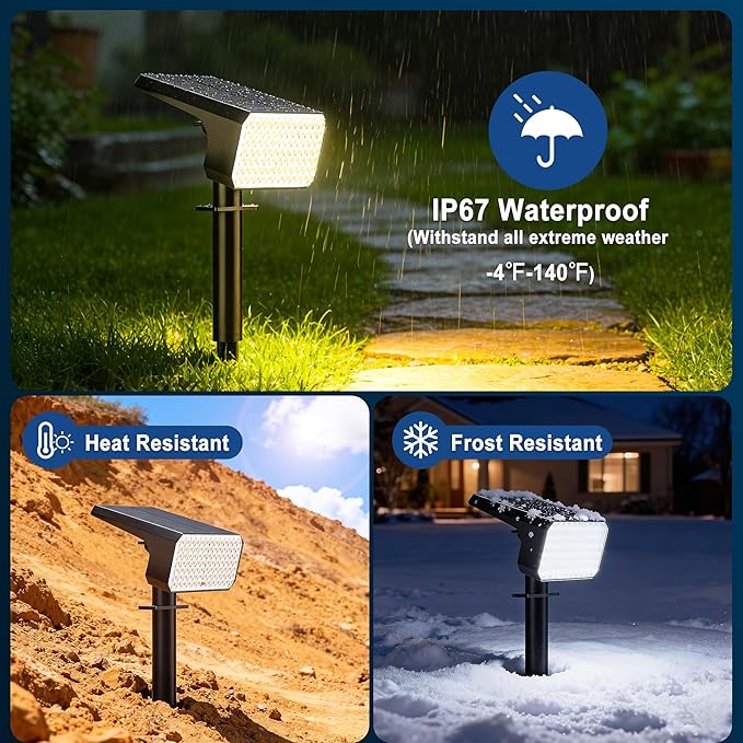 LANSOW Solar Spot Lights Outdoor Waterproof IP67, (8 Pack/90 LED/4 Modes) Sol...