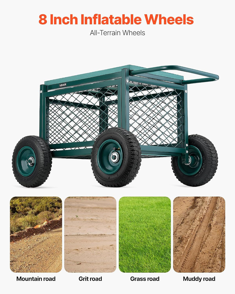 VEVOR Rolling Garden Cart with Seat, Metal Rolling Garden Work Seat with Whee...