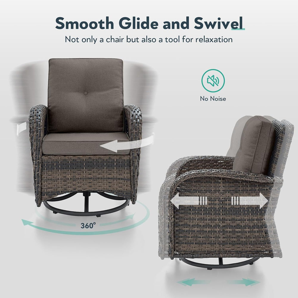 2 in 1 Porch Glider Swivel Chair - Wicker Patio Furniture Outdoor Swivel Rock...
