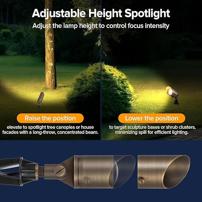 LUTEC Solid Brass Low Voltage Landscape Lighting, 12V Heavy Duty Waterproof L...