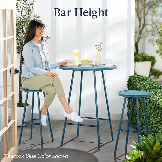 Best Choice Products 3-Piece Patio Dining Set, Bar Height, Outdoor Bistro Set...
