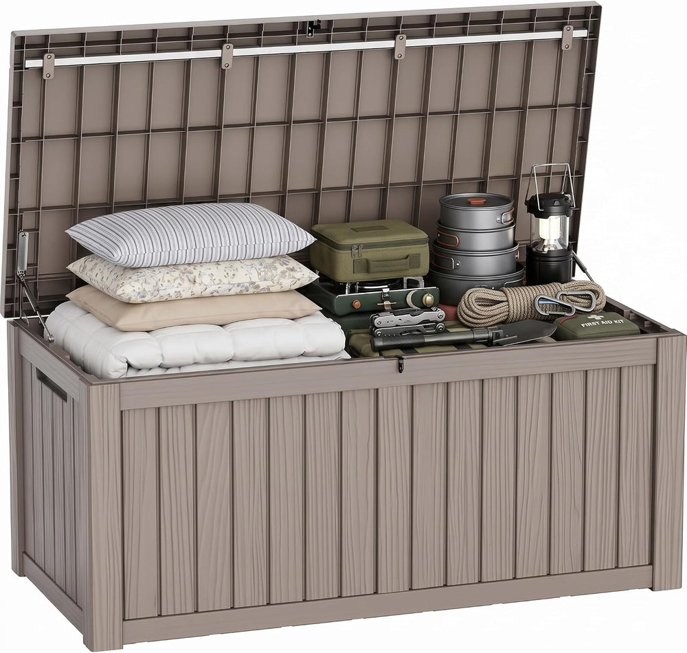 ROJIK 170 Gallon Waterproof Outdoor Deck Storage Box, UV Resistant， Lockable ...