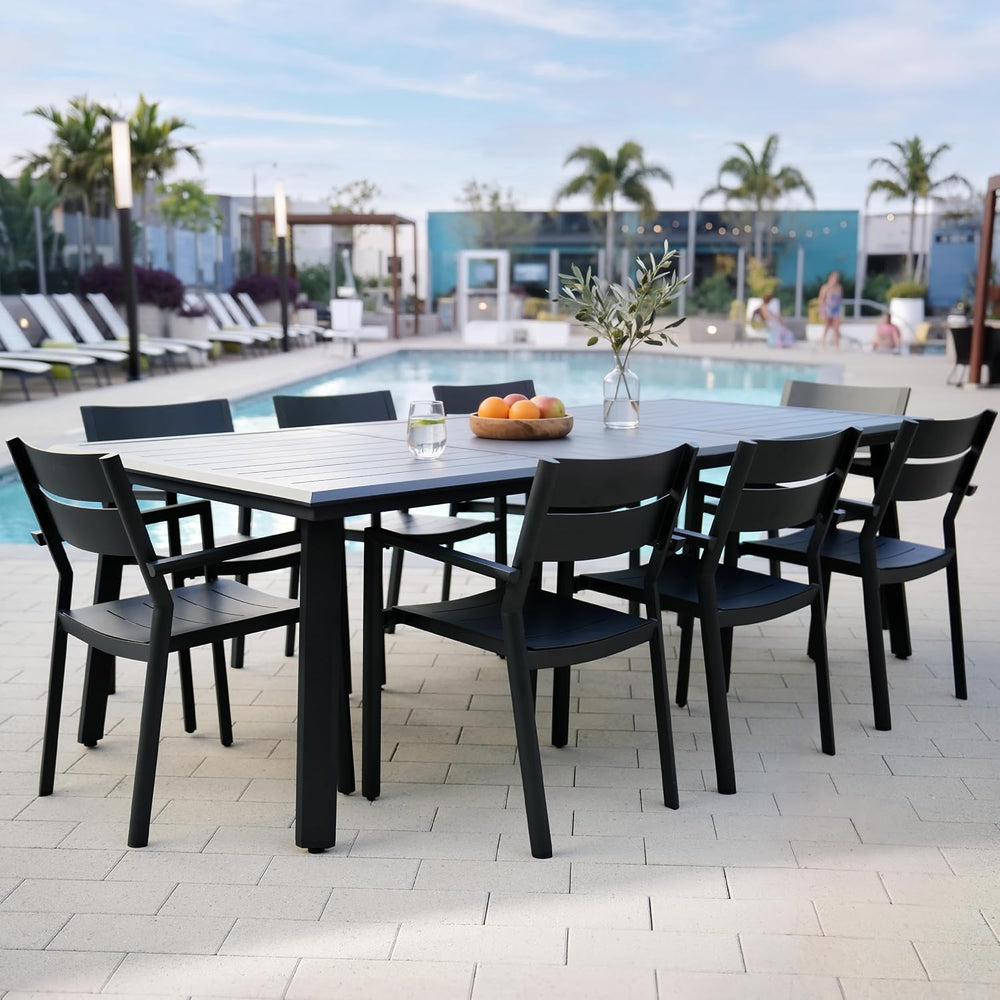 9-Piece Aluminum Outdoor Dining Set with Stackable Armchairs