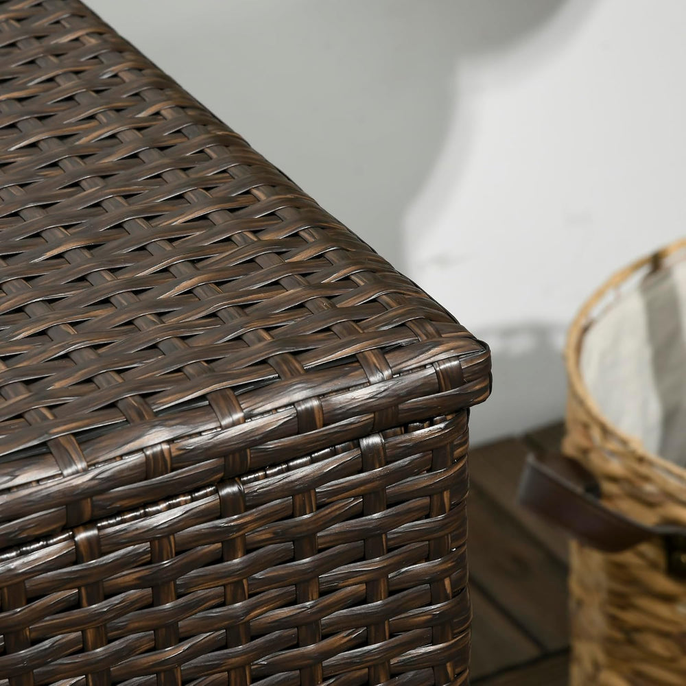 Outsunny 113 Gallon Deck Box Rattan Outdoor Storage Box Brown