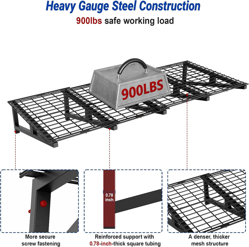 2x4.6ft Garage Shelving, Expandable Wall Shelves, 900lbs Heavy Duty, Black