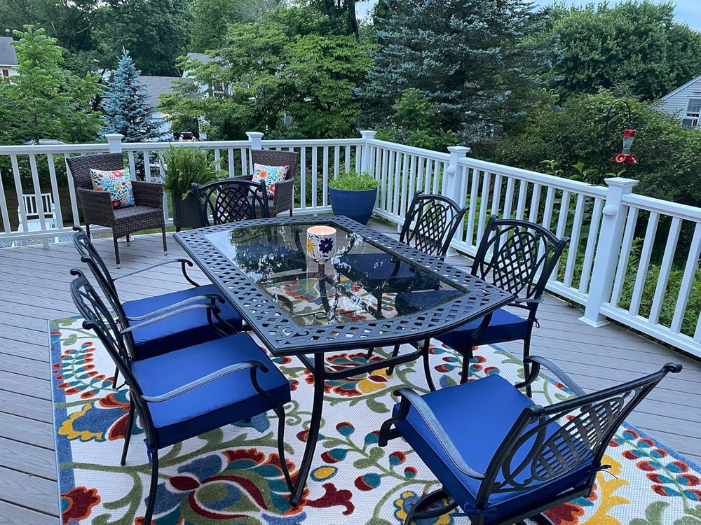 FLYMEI Patio Cushion Covers 25x25x5, Navy Blue, 4Packs