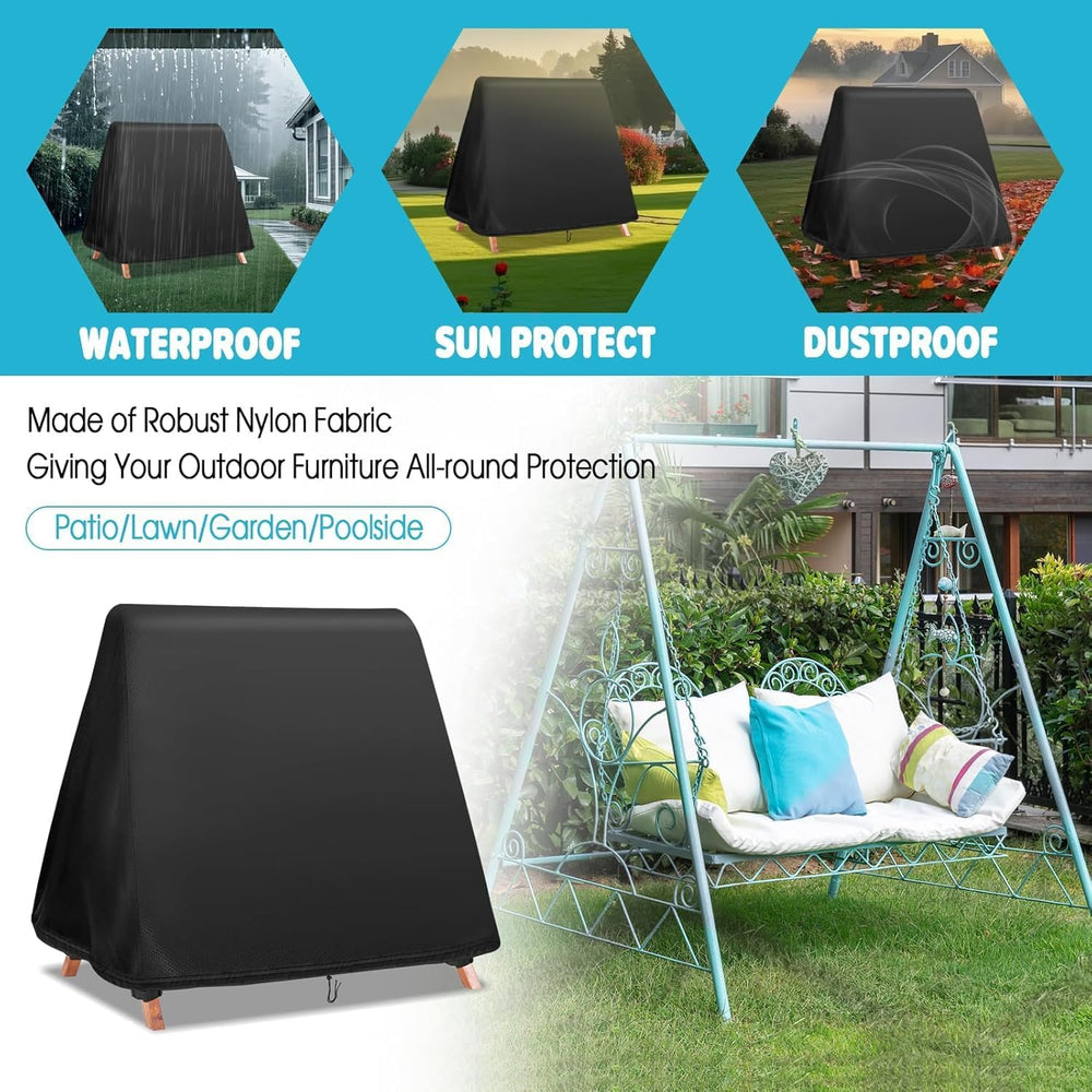 Waterproof Patio Swing Cover 84x63x70in with Drawstring