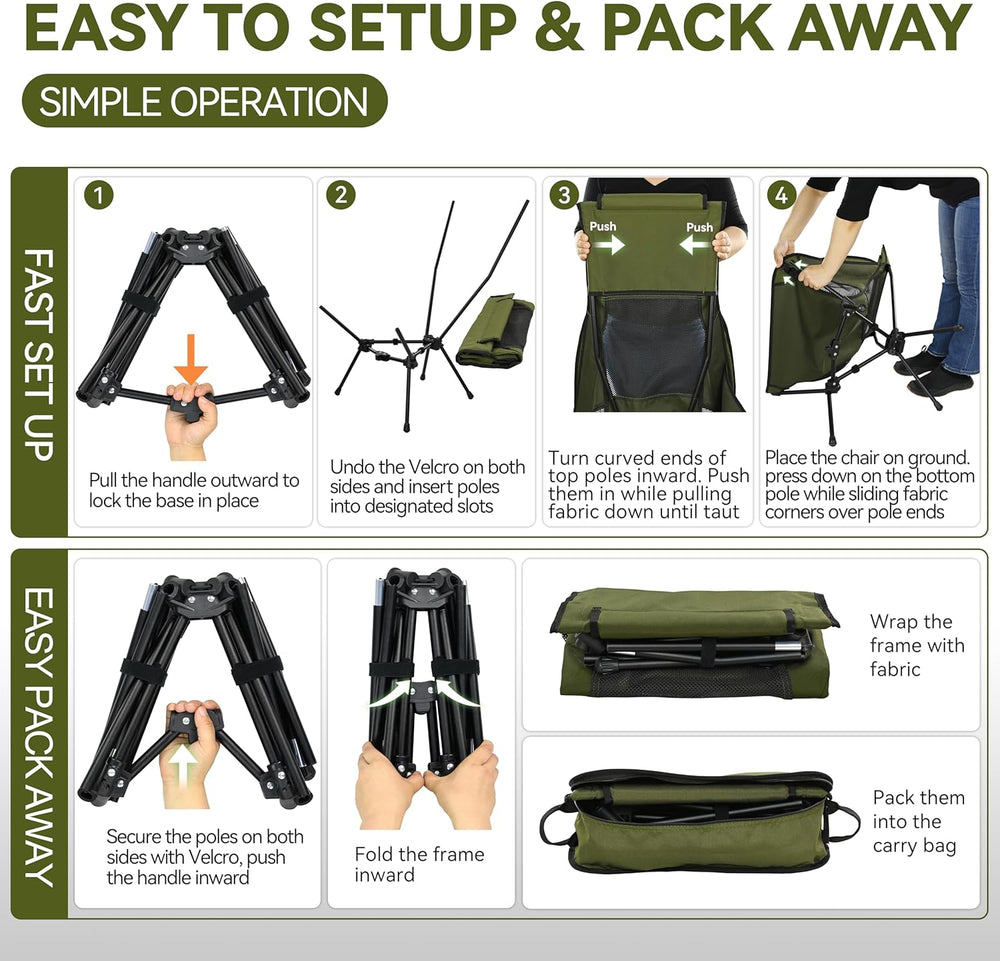 MARCHWAY Lightweight High Back Folding Camping Chair with Head Support