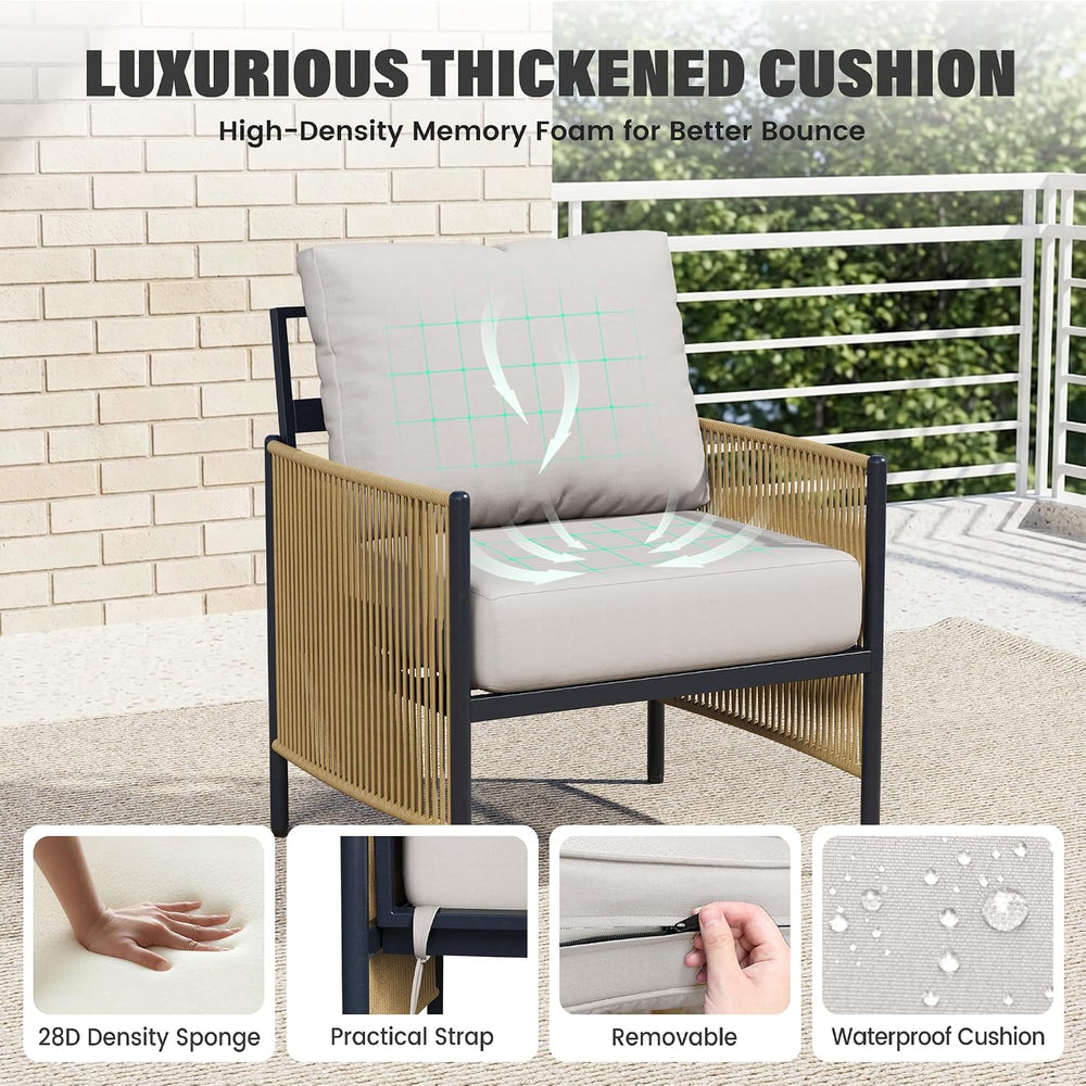 Aluminum Patio Furniture Set for 5, Rope Woven Outdoor Sofa Set