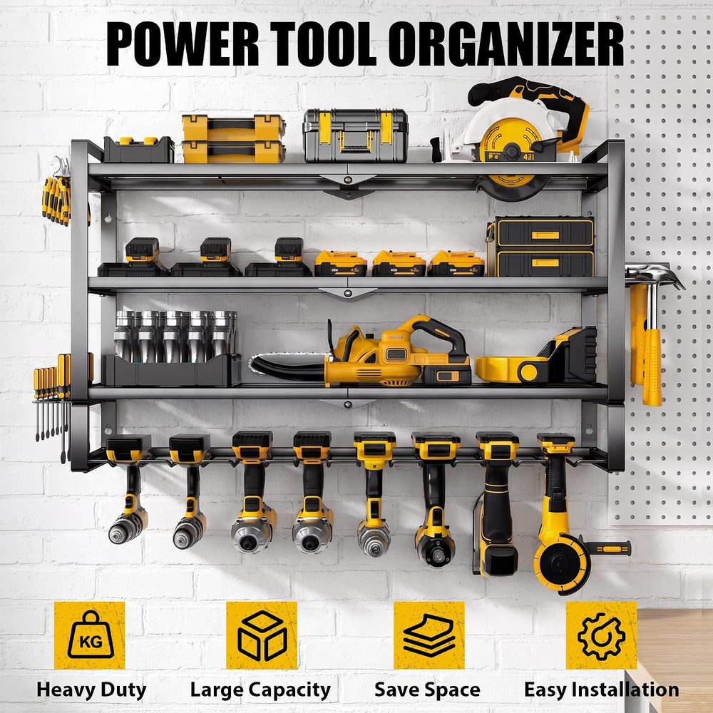 MOOMSINE Large Power Tool Organizer Wall Mount for Garage, 4-Tier Extra Tall ...
