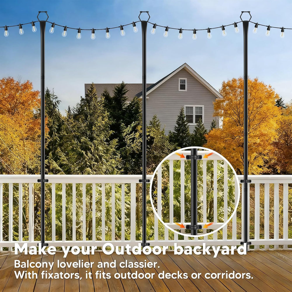 6 Pack String Light Poles for Outside, 10Ft Light Poles for Outdoor String Li...