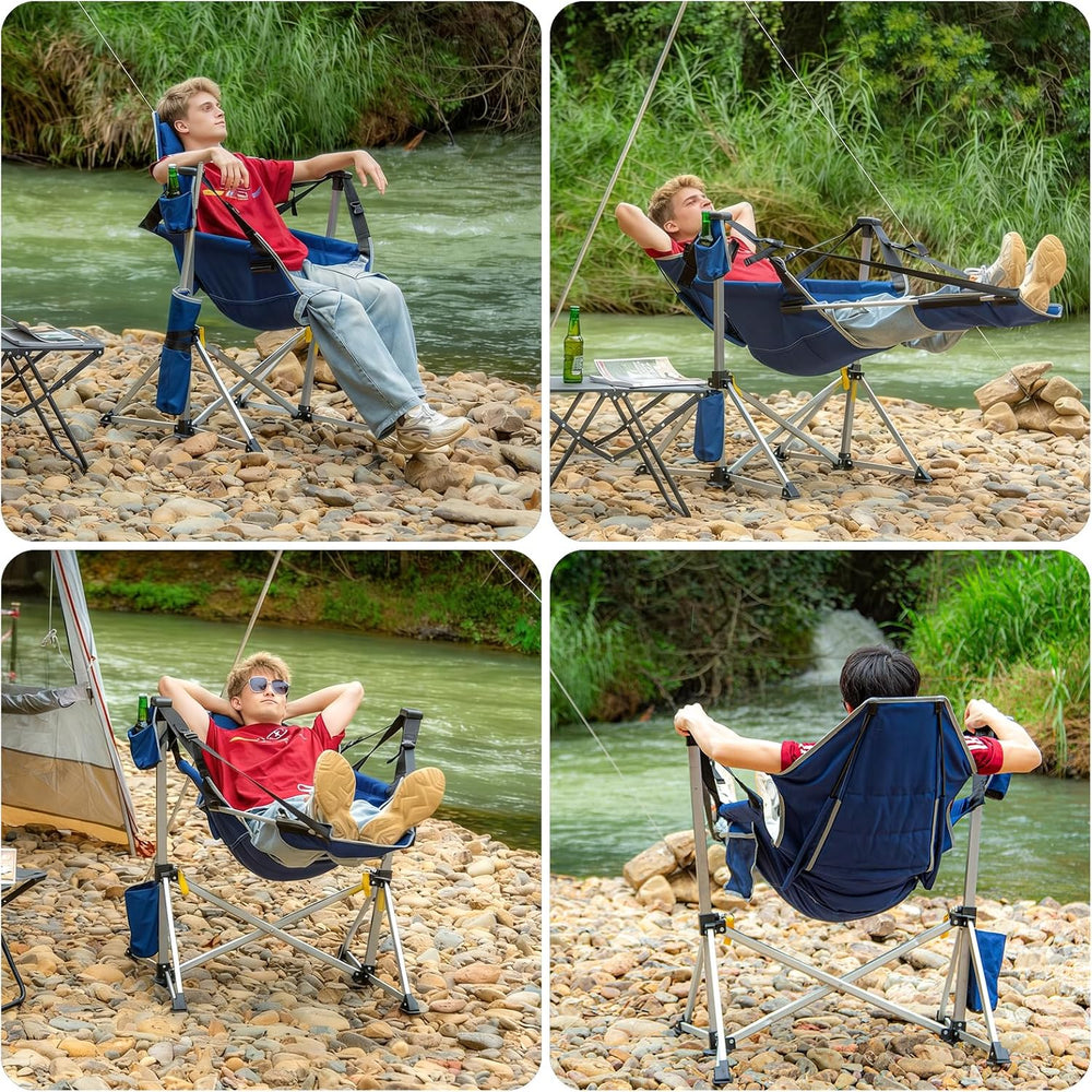 2 Pack Oversized Swing Hammock Camping Chairs with Footrests & Headrests,...
