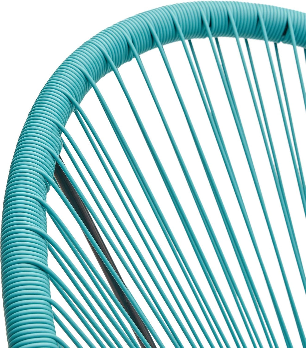 GDFStudio Noble House Anson Outdoor Hammock Weave Chair in Teal and Black (Se...