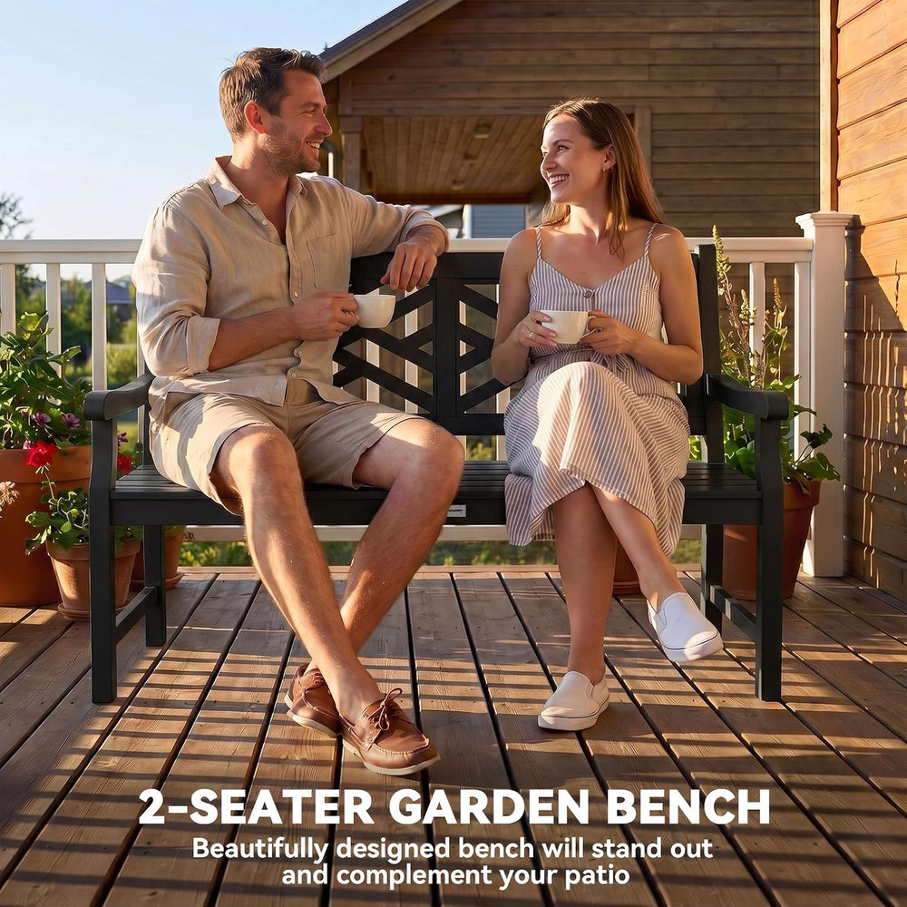 Outsunny Outdoor Garden Bench Wooden Frame Patio Bench 43.25 Inch Black