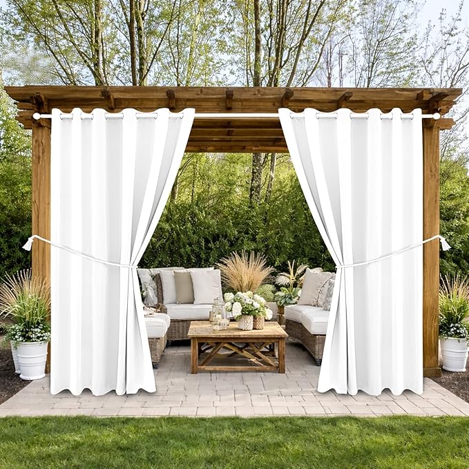 Water Proof Outside Curtains with Grommet Top for Porch, W84 x L84 Thermal In...