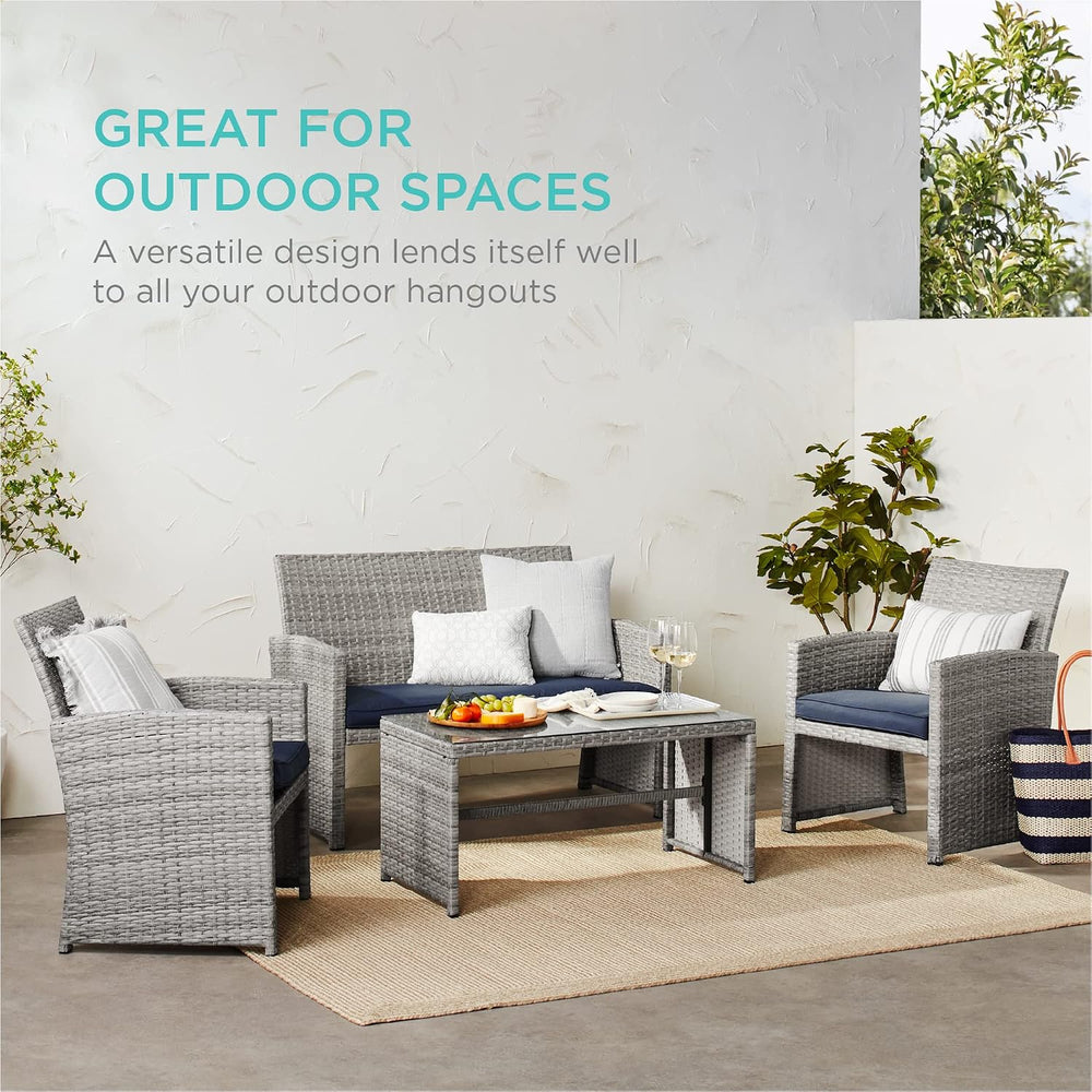 Best Choice Products 4-Piece Outdoor Wicker Patio Conversation Furniture Set ...