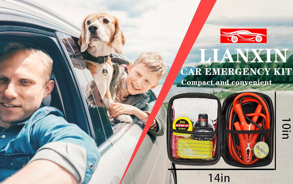 Emergency Car Kit with Jumper Cables Headlamp Car Safety Kits Pale