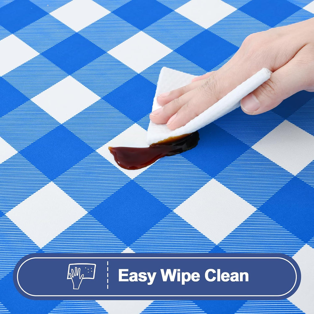 Smiry 8 Foot Picnic Table Cloth 4 Pack, Elastic Fitted Polyester Tablecloth