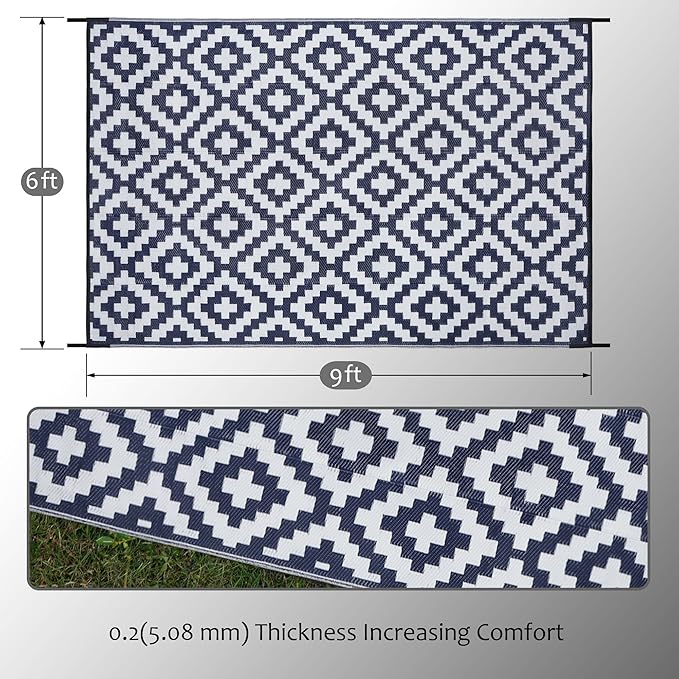 SAND MINE Reversible Mats, Plastic Straw Rug, Modern Area Rug, Large Floor Ma...
