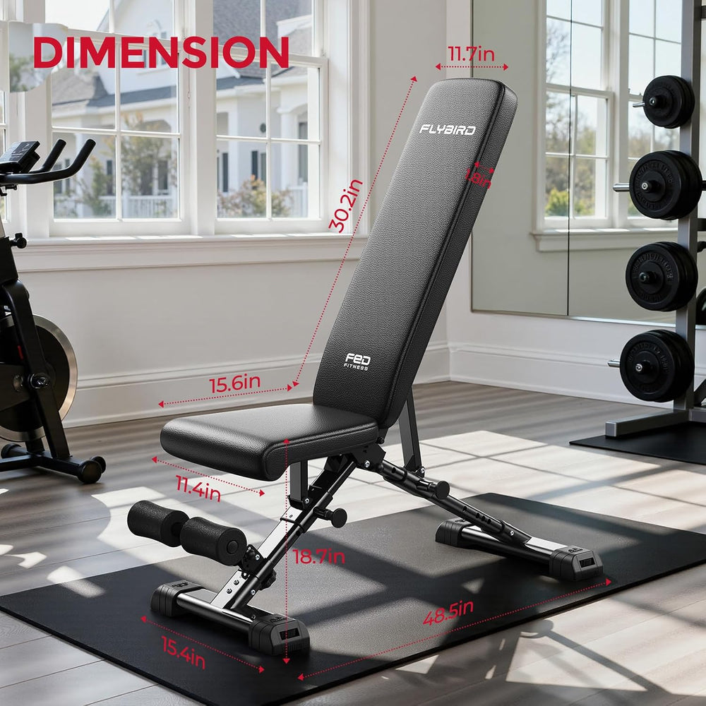 FLYBIRD WB5 Weight Bench, ASTM-Certified 800LBS Adjustable Weight Bench Worko...