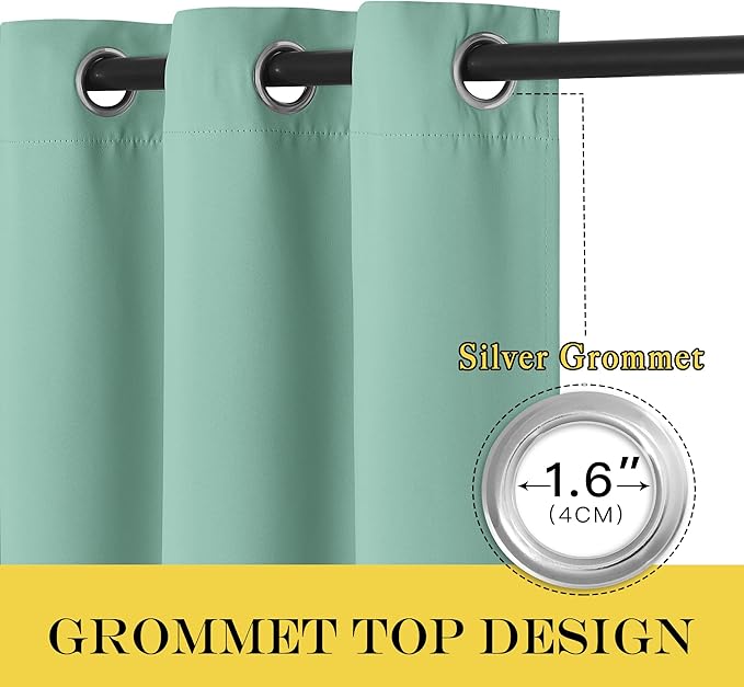 NICETOWN Aqua Blue Blackout Curtains for Bedroom 95 Inch Length - Thermal Ins...