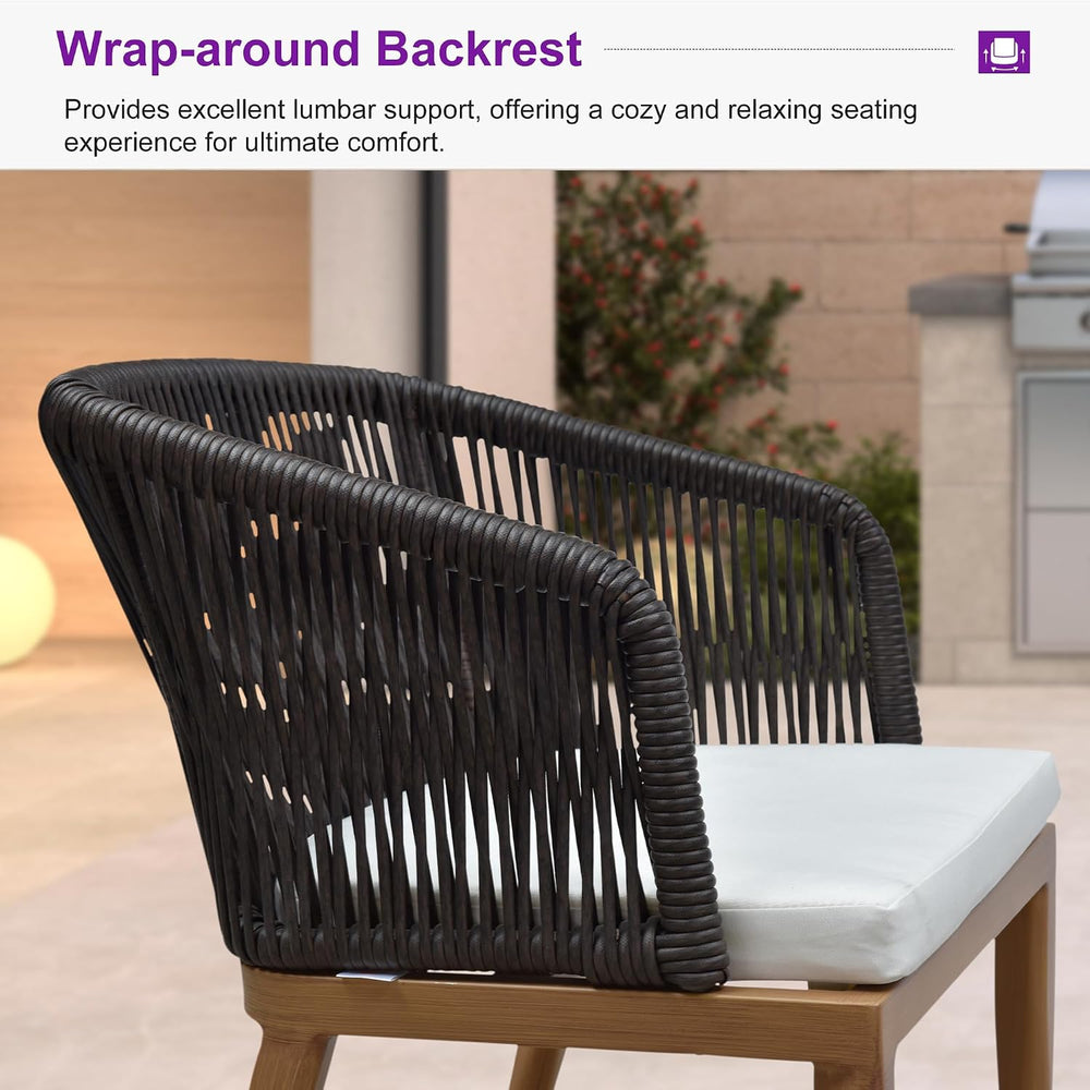 PURPLE LEAF Outdoor Round Dining Set for 8 with Sunbrella Cushion Teak