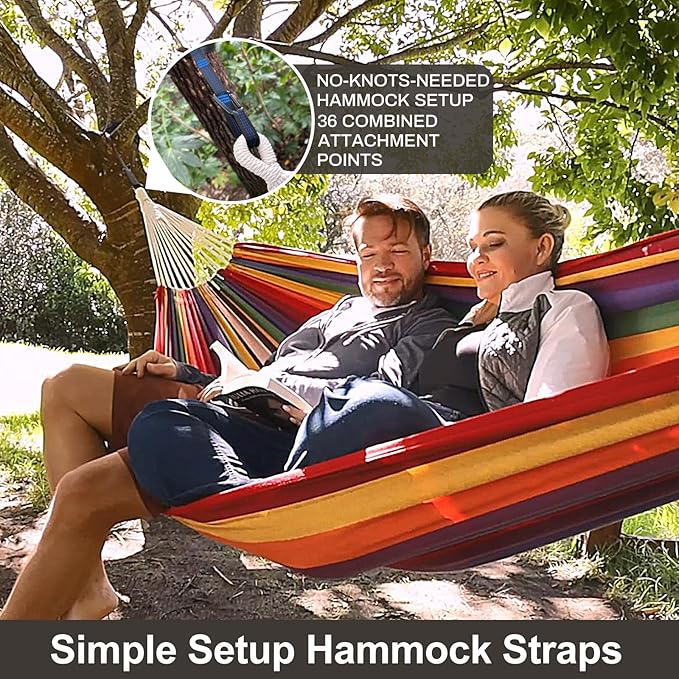 Brazilian Double Hammock with Tree Straps,Extra Large 240x160cm,2 Persons Ham...