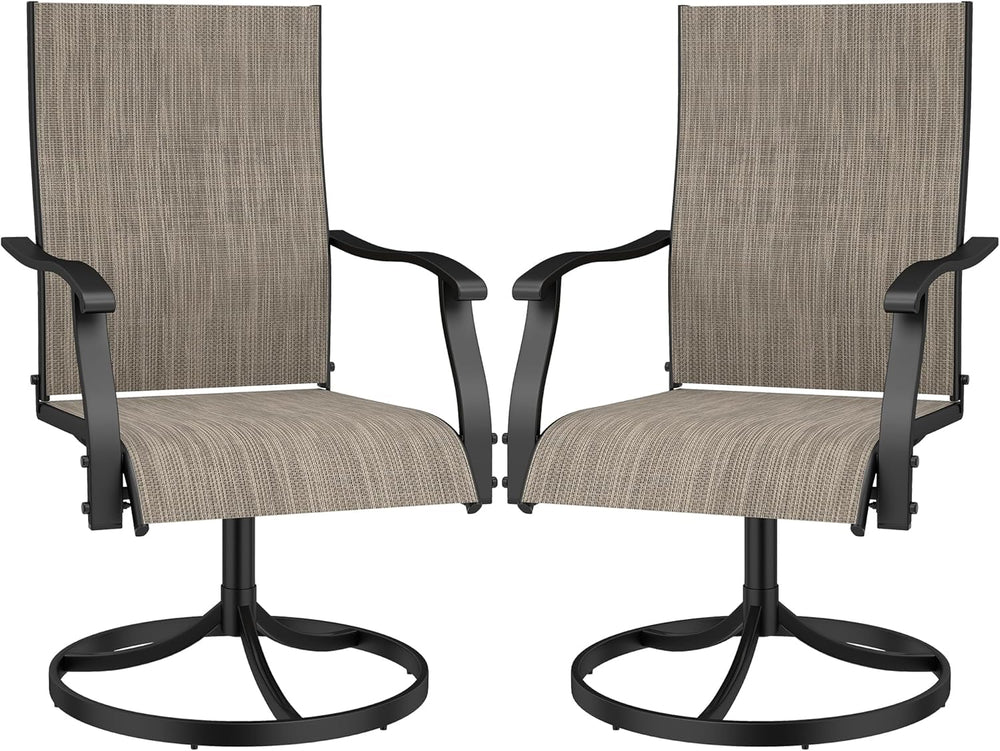 Patio Chairs Set of 2, Outdoor Swivel Chairs Set of 2, Brown
