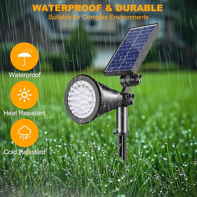 Solar Lights Outdoor Waterproof, 36 LEDs Adjustable Solar Spot Lights Outdoor...