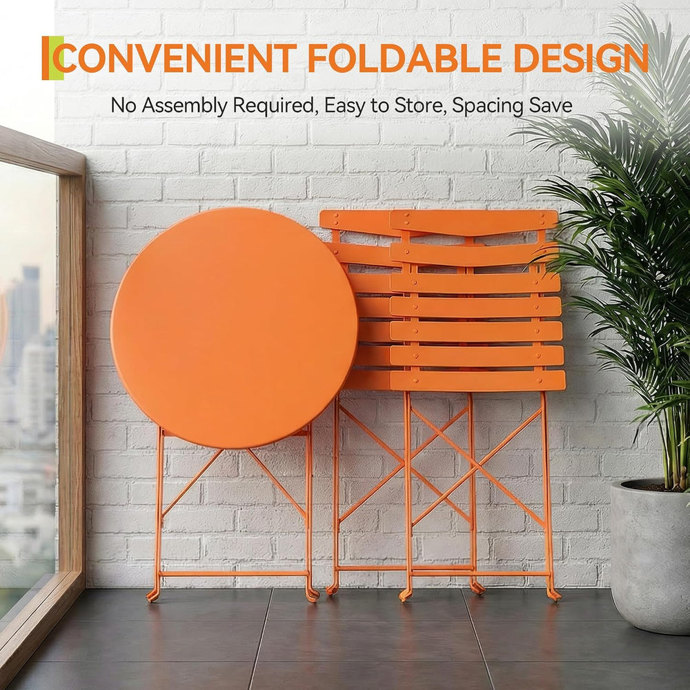 GarveeLife 3 Piece Patio Bistro Set, Patio Furniture Set, Orange