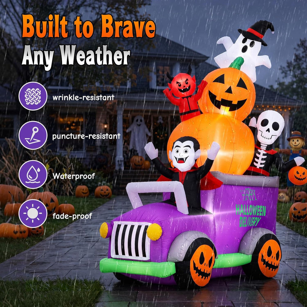 Elegear 8FT Parade Truck Halloween Inflatable, Outdoor Yard Lawn Decor