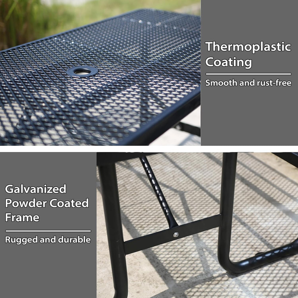 4FT Metal Picnic Tables for Outdoors, Commercial Rectangular Picnic Table and...