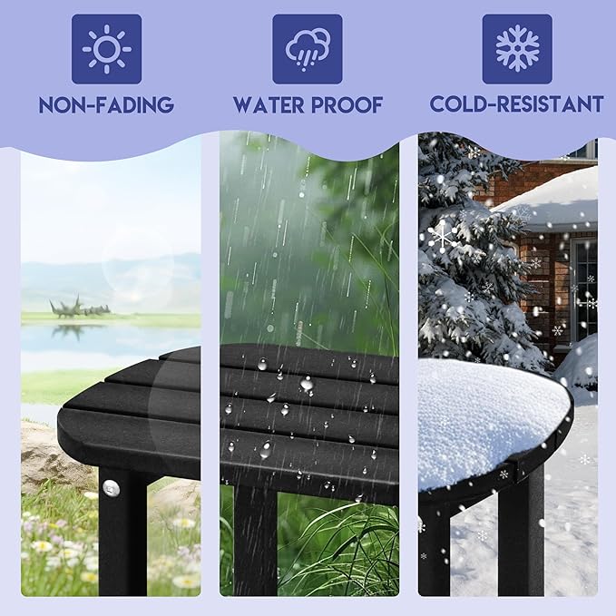 LZRS Outdoor Side Table - 2-Tier Adirondack HDPE Patio End Table for Pool, Po...