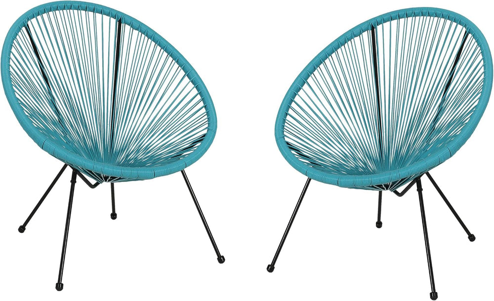GDFStudio Noble House Anson Outdoor Hammock Weave Chair in Teal and Black (Se...
