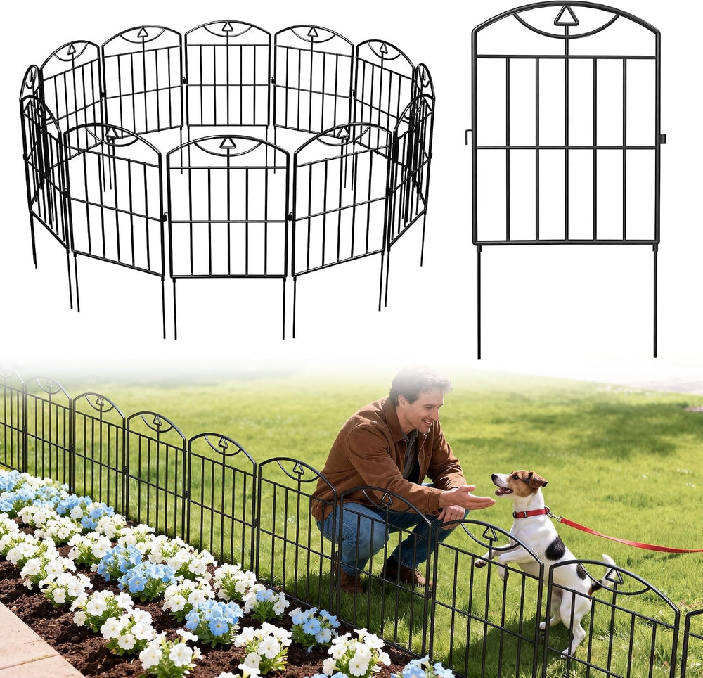 17in (H) x10.5ft (L), 10 Panels No Dig Decorative Garden Fence