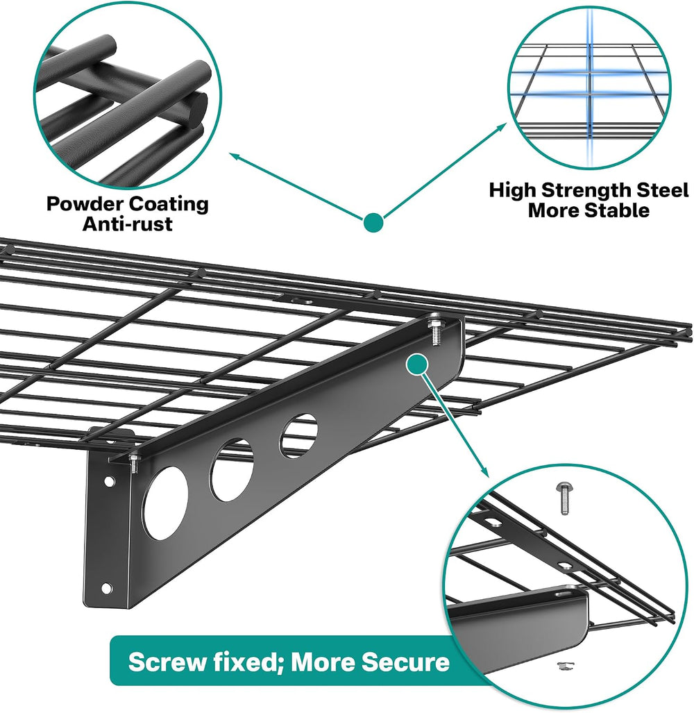Wall Mounted Garage Wall Shelves, 2 x 4 ft Metal Storage Shelves