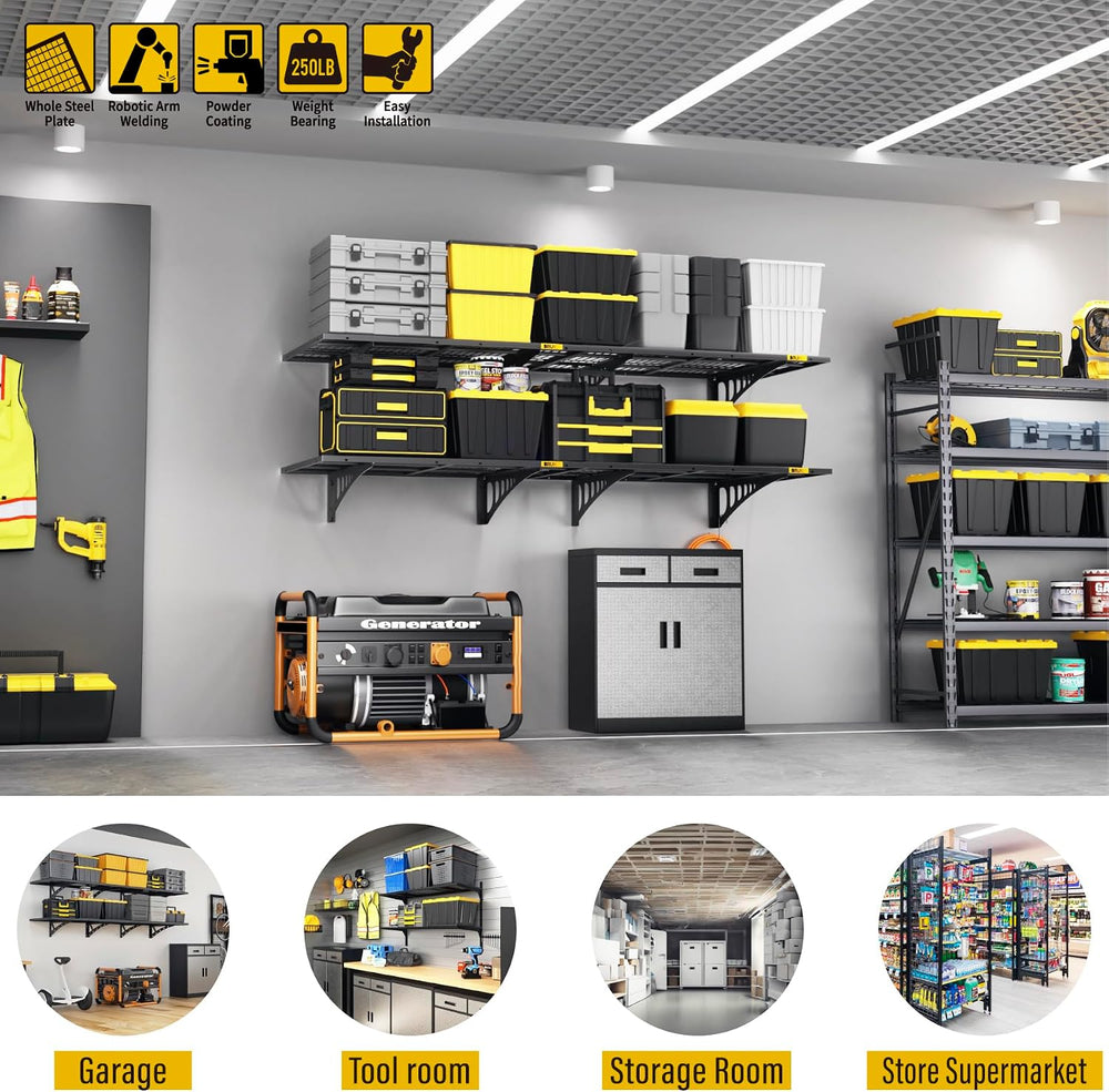 2x3ft Adjustable Rail Wall Garage Storage Shelf, for Tool Room, Storage Room,...
