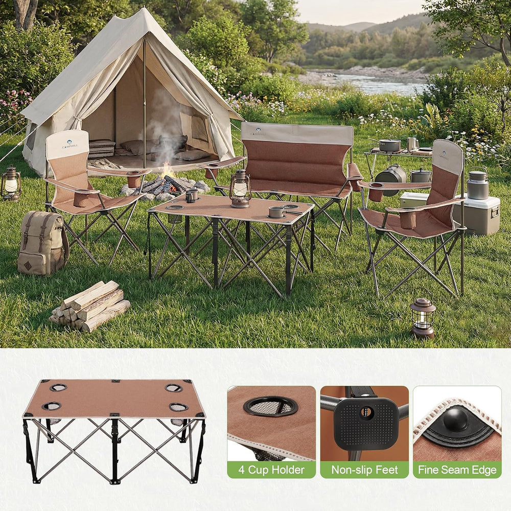 Camping Chair Set of 3, Outdoor Folding Camping Chairs for Heavy People with ...