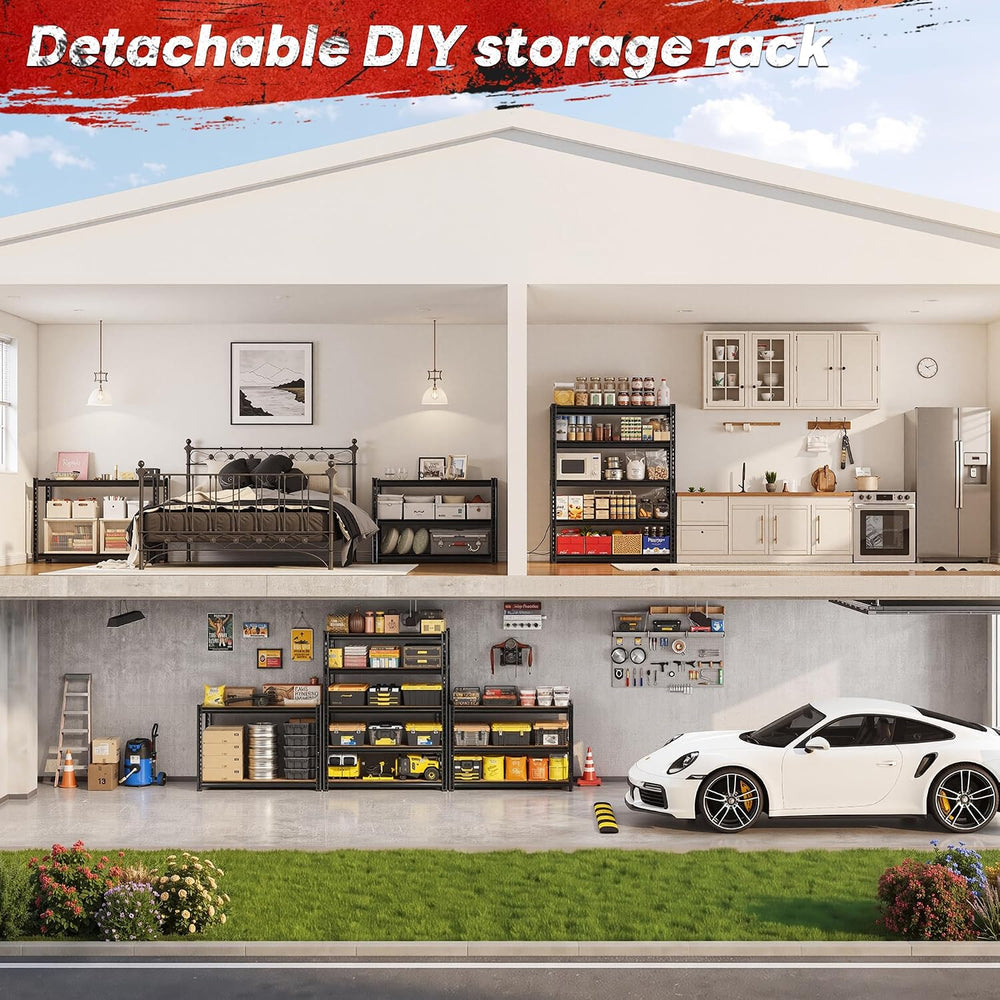 REIBII 2 Pack Garage Shelving for Basement, Heavy Duty Storage Shelves