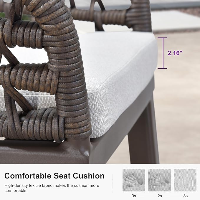 PURPLE LEAF Outdoor Rattan 29" Bar Stools Set of 2, Modern Boho Aluminum...